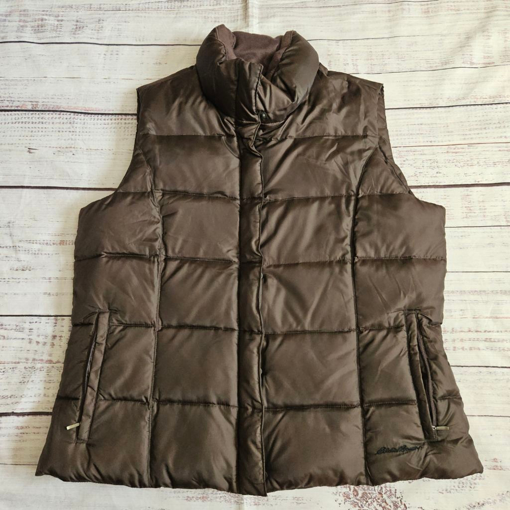 Eddie Bauer Brown Goose Down Vest Puffer Womens XL Outdoor